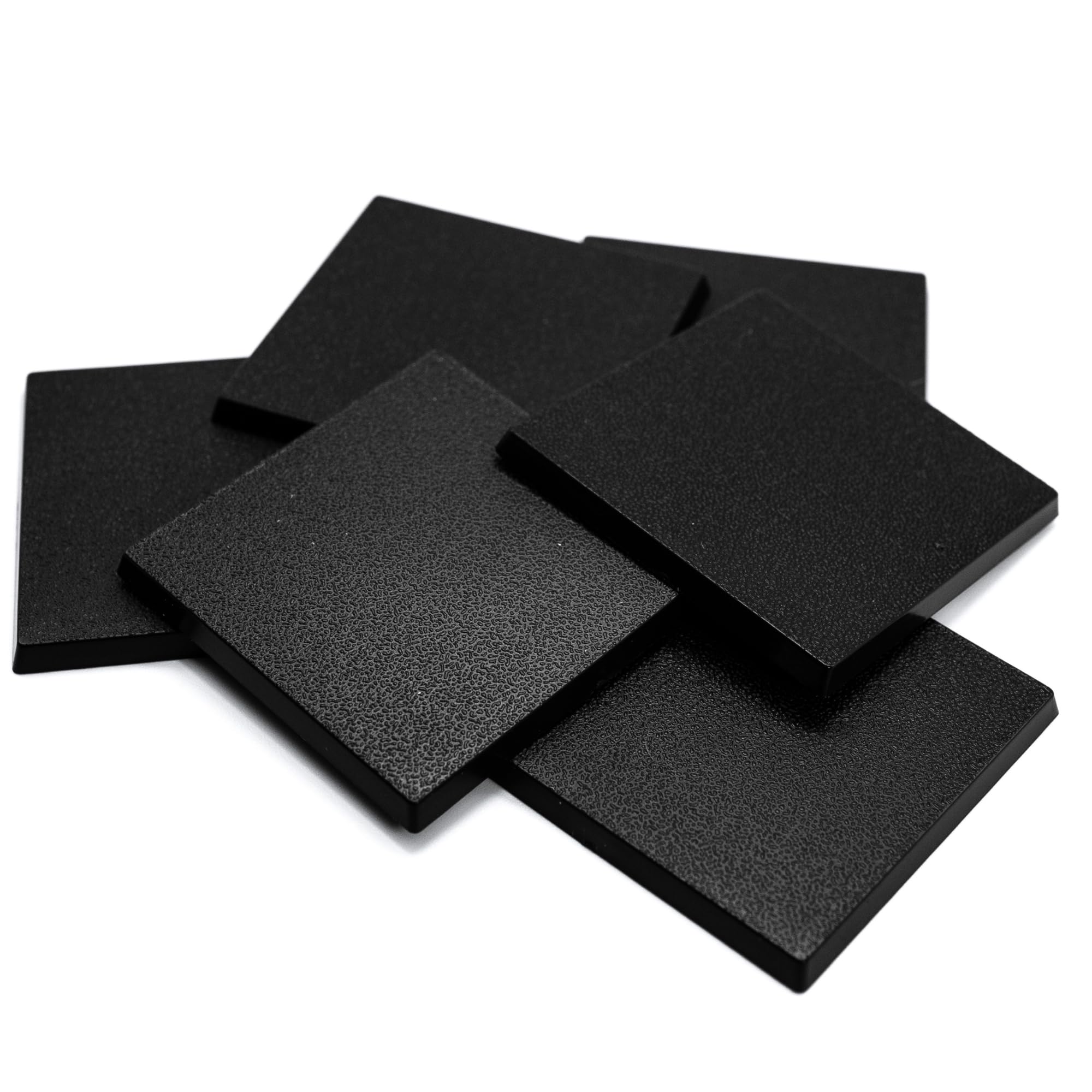 Forged Terrain 50mm Square Bases Set for Miniatures โ Pack of 20 for Tabletop Wargaming | 4mm Height Textured Black Plastic