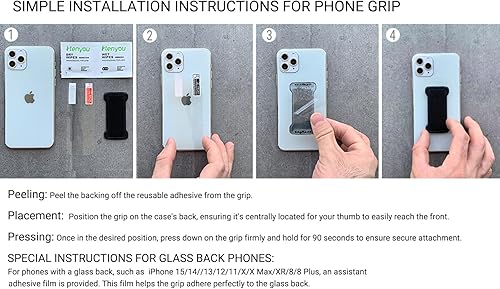 Miniatura 6 de Soporte para teléfono con correa de dedo - Soporte universal antideslizante ultra fino para teléfono celular para la parte posterior del teléfono -2