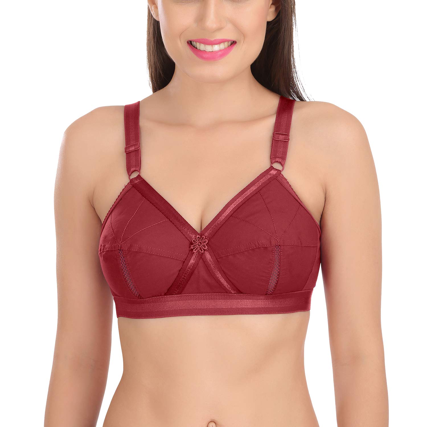 SONA Women's Perfecto Full Coverage Non-Padded Plus Size Cross Belt Cotton Bra
