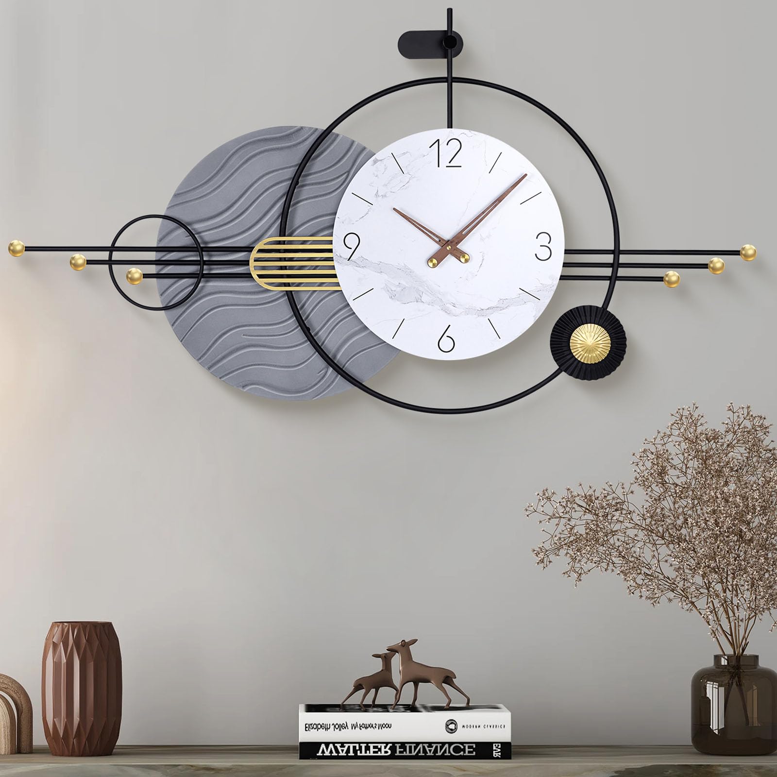 Grande horloge murale métal 111x61 cm décoration salon chambre cuisine