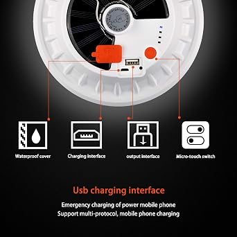 USB Solar Camping Light with Remote Control - Hanging IPX7 Waterproof Tent Light Outdoor Lamp for Camping, Hiking, Outage, Hurricane, Cellphone Emergency Charging(120 Piece LED) [Energy Class A+++]