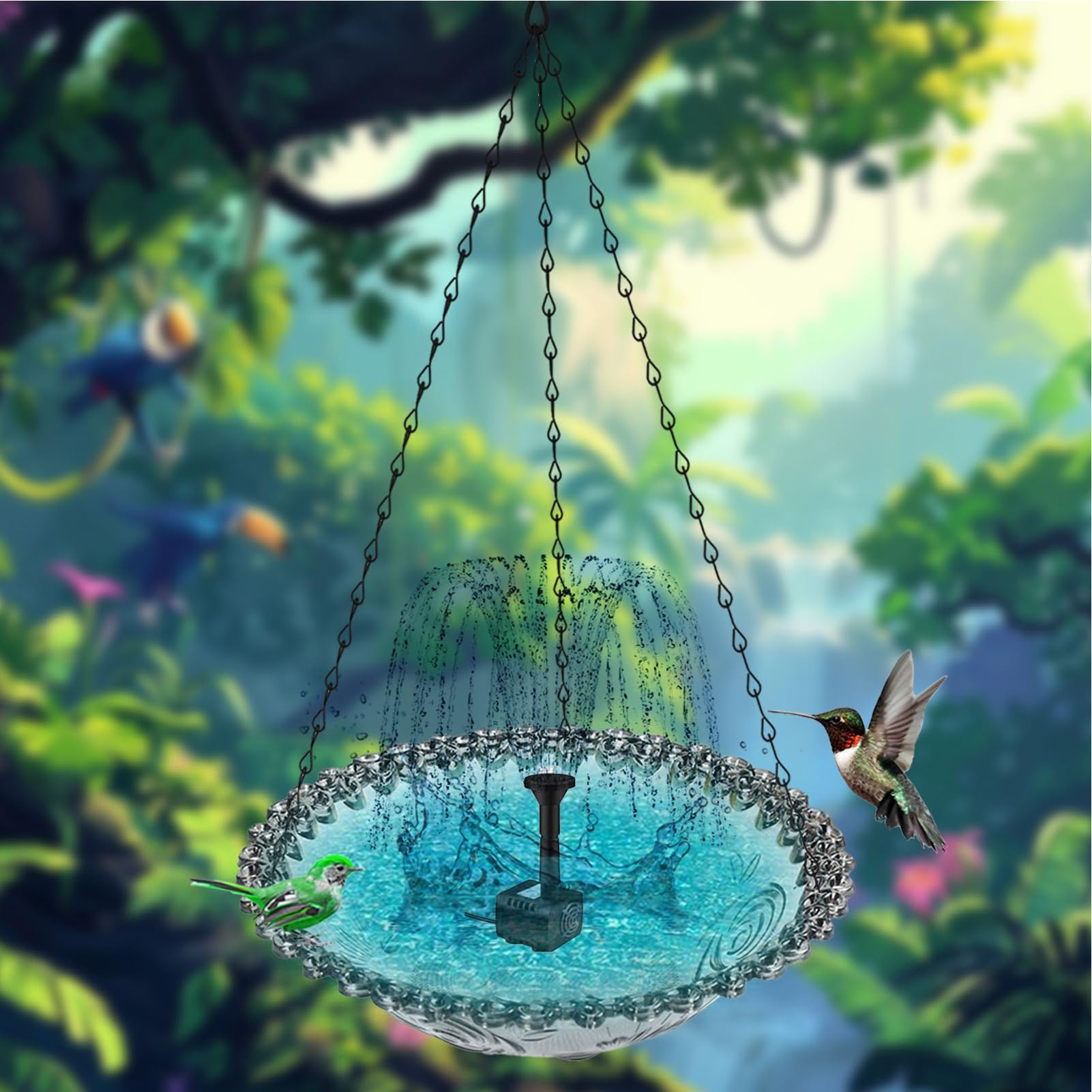 Baño de aves para Jardín Tazón Bomba Solar Colgante