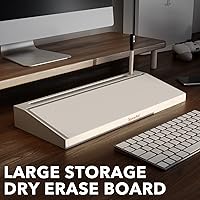 Vista 7 de SpaceAid Pizarra blanca de escritorio de bambú con caja organizadora, escritorio de oficina, soporte de pizarra blanca de borrado en seco