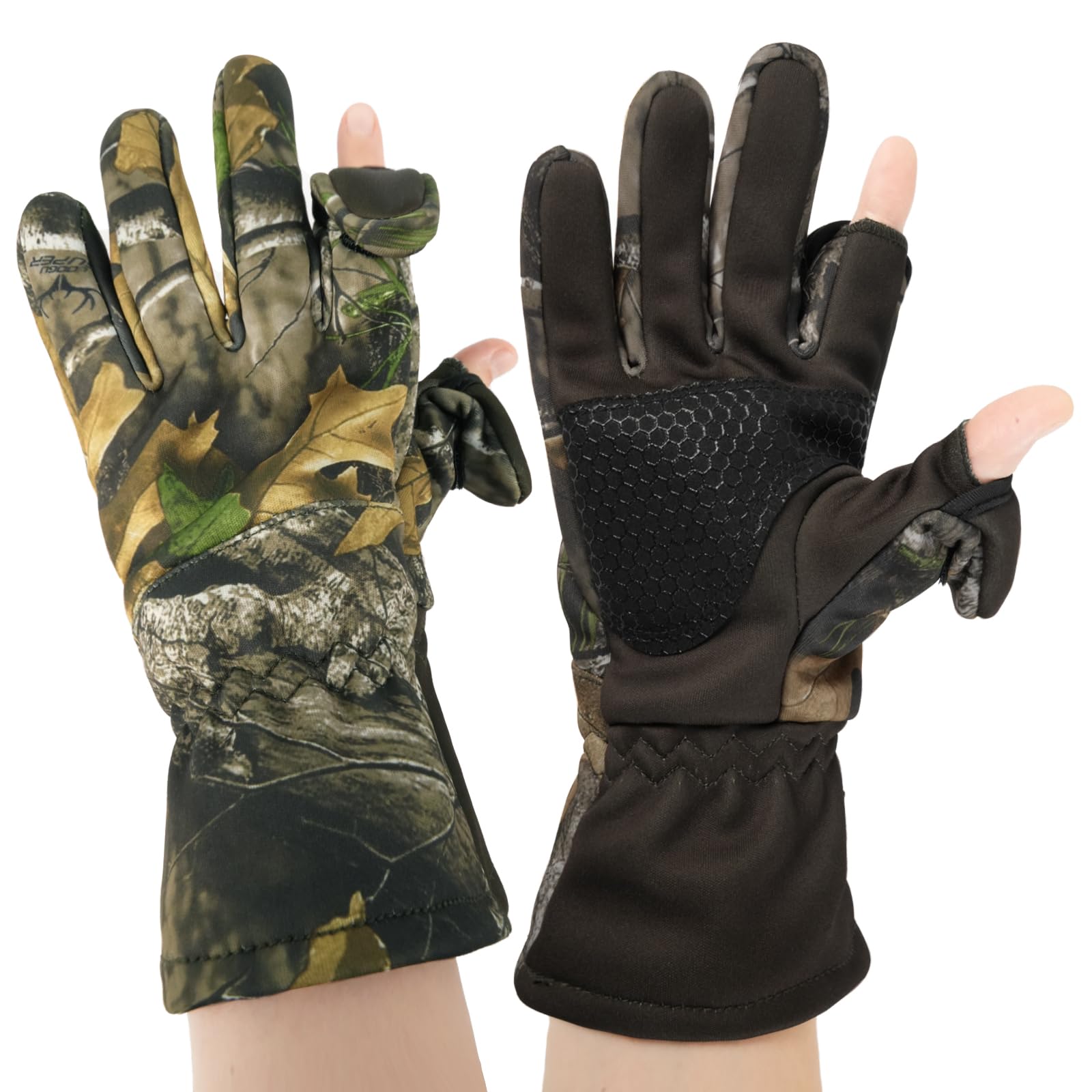 LOOGU Camouflage Hunting Gloves Full Finger/Fingerless Gloves Pro Anti-Slip Insulated Camo Glove Hunting Outdoors Waterproof Gear