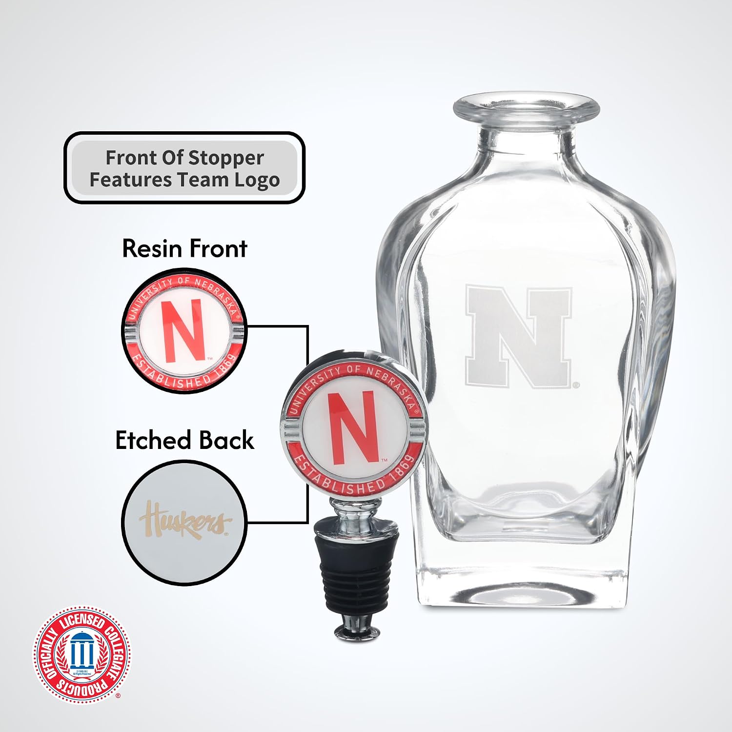 The Memory Company | Licensed NCAA Decanter with Mascot Stopper