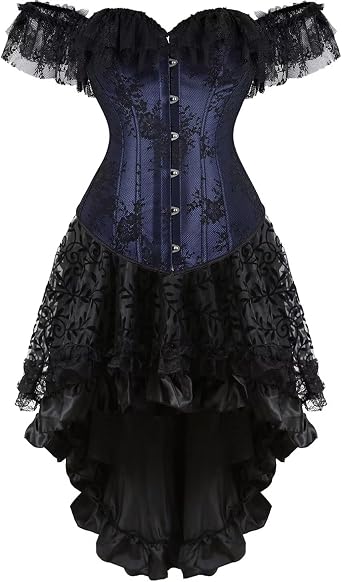 Jutrisujo Corset Dress Top for Women with Sleeves off the shoulder Bustier Lace Floral Costumes Bridal Wedding