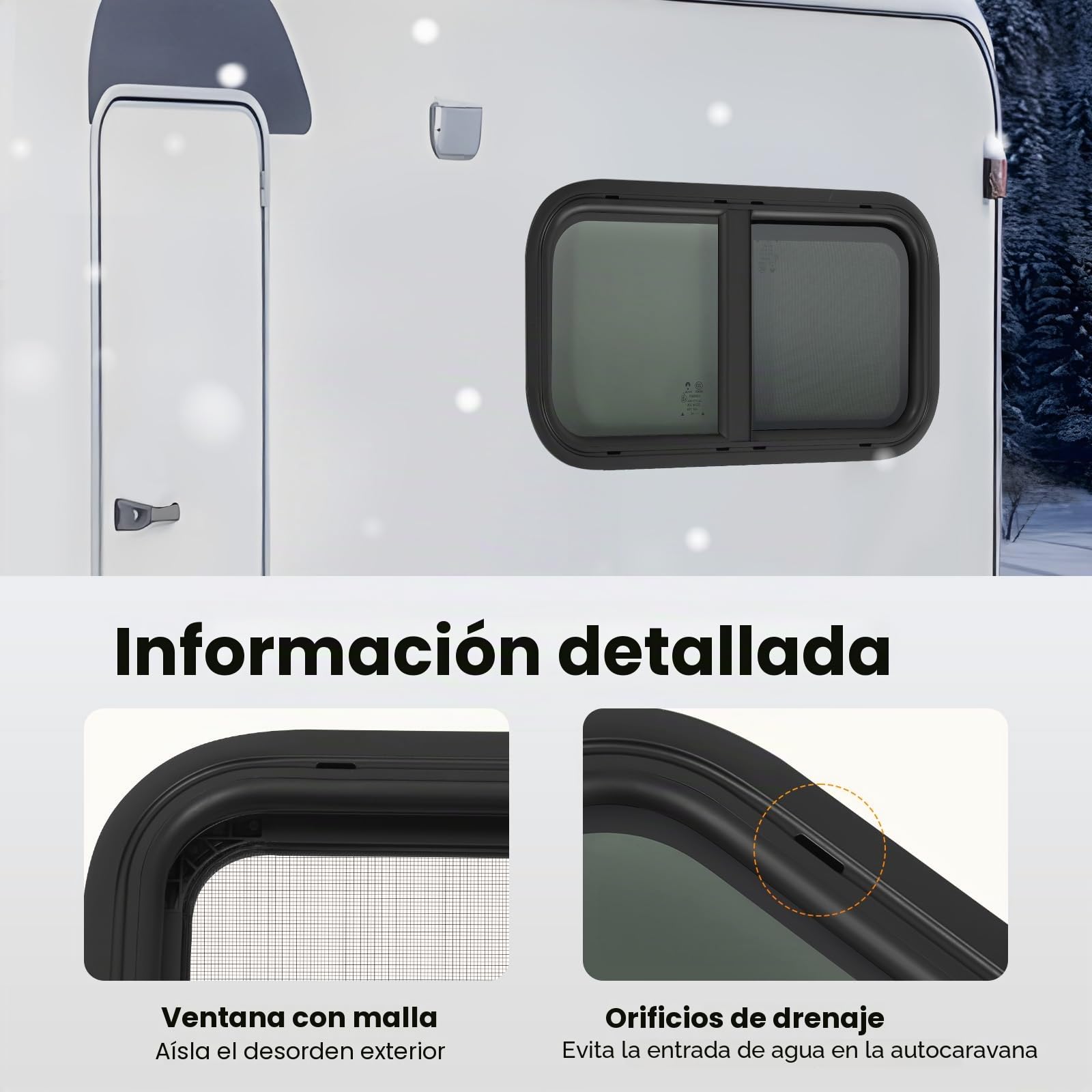 Ventana lateral de caravana, ventana corredera, protección contra insectos, para caravanas, remolques, camionetas o vehículos modificados, 700 x 400 mm