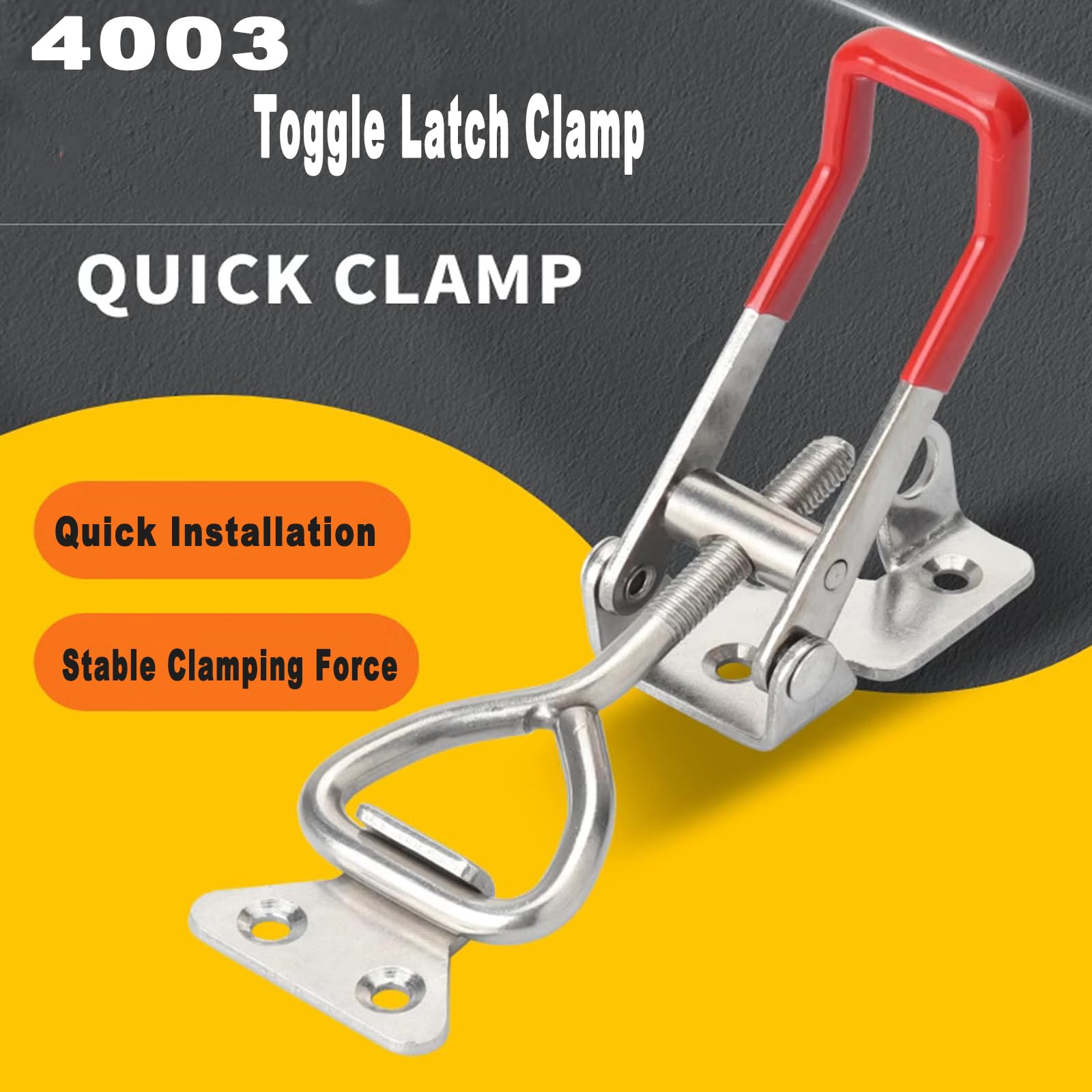 2 Pack Toggle Latch Clamp 4003 with Lock Hole, 304 Stainless Steel Adjustable Toggle Latches 1320Lbs Holding Capacity Heavy Duty Toggle Clamps for Lid Box Case Door Smoker Cabinet