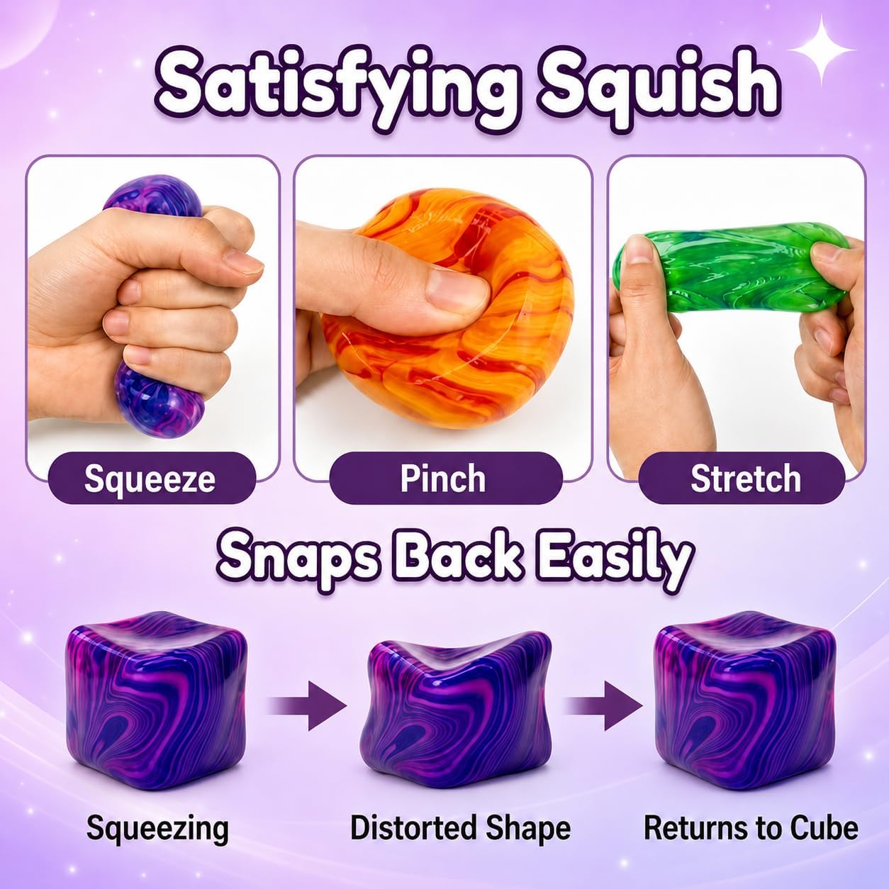 4 Pack Squishy Fidget Toys, Premium Stress Cubes for Kids & Adults image 3