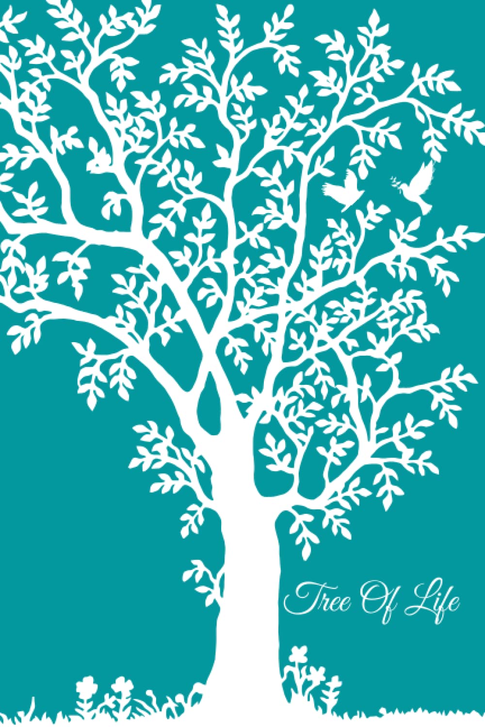 Tree Of Life Notebook: Blank Lined Notebook (Blue/White), 120 Pages, 6"x9"