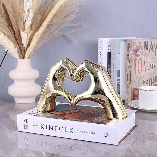 Miniatura 7 de Escultura y estatua de corazón y mano azul cielo, decoración del hogar en forma de corazón, escultura de mano y corazón, decoración del hogar de