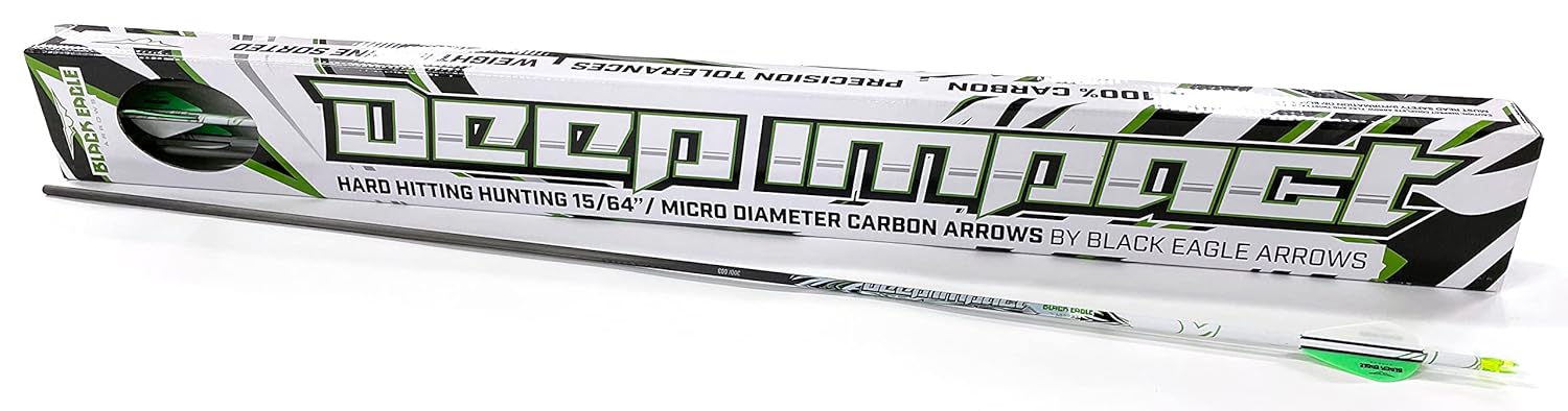 Black Eagle Arrows Deep Impact Crested Hunting Arrows – 2 Inch Vanes – 0.001 Straightness, 300 Spine, 32 Inch Shaft – 6 Pack with Archery Target – Sold by North Mountain Supply