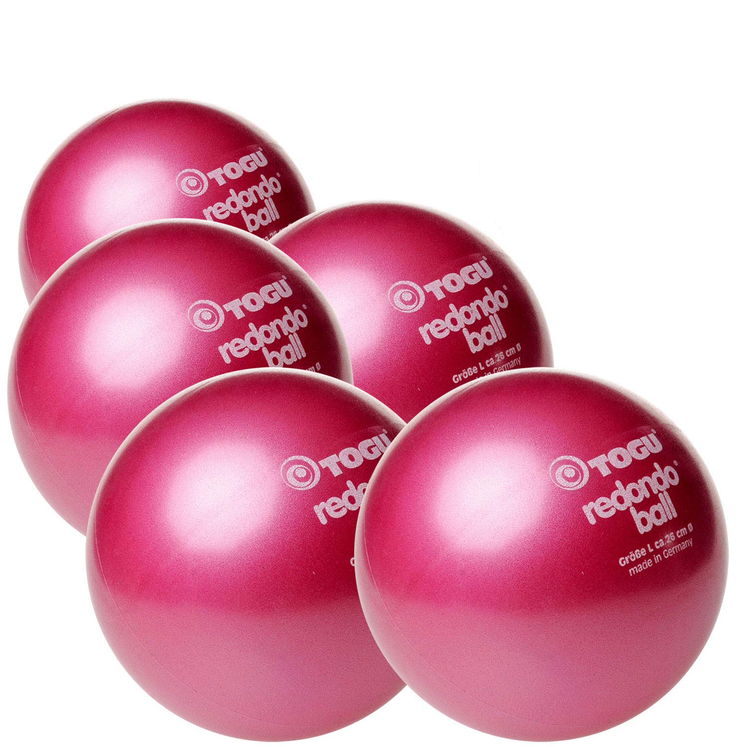Togu 5 x Redondo Ball Pilates Ball Gymanstik Yoga Fitness Therapie 26cm rot