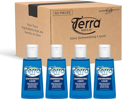 Terra Breeze - Detergente de jabón para platos diminutos Para uso en alquileres de vacaciones y hoteles de estancias prolongadas 1.6 oz (caja de