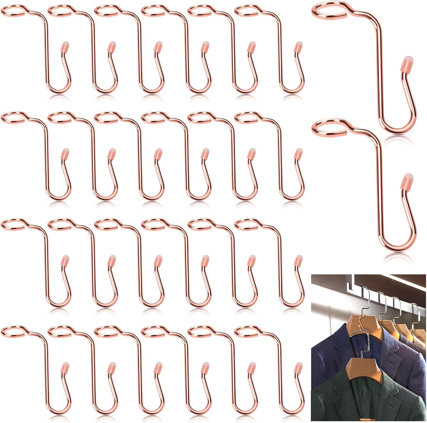 Sankoly 50 Pieces Hanger Connector Hooks Metal Hanger Extender Hooks Stable Clothes Connector for Different Clothes Hangers, 8.7 mm/0.34 Inch Hole Diameter, Silver