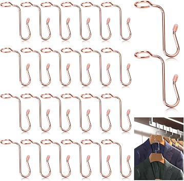 Sankoly 50 Pieces Hanger Connector Hooks Metal Hanger Extender Hooks Stable Clothes Hangers Connector for Different Clothes Hangers, 8.7 mm/0.34 Inch Hole Diameter,Rose Gold