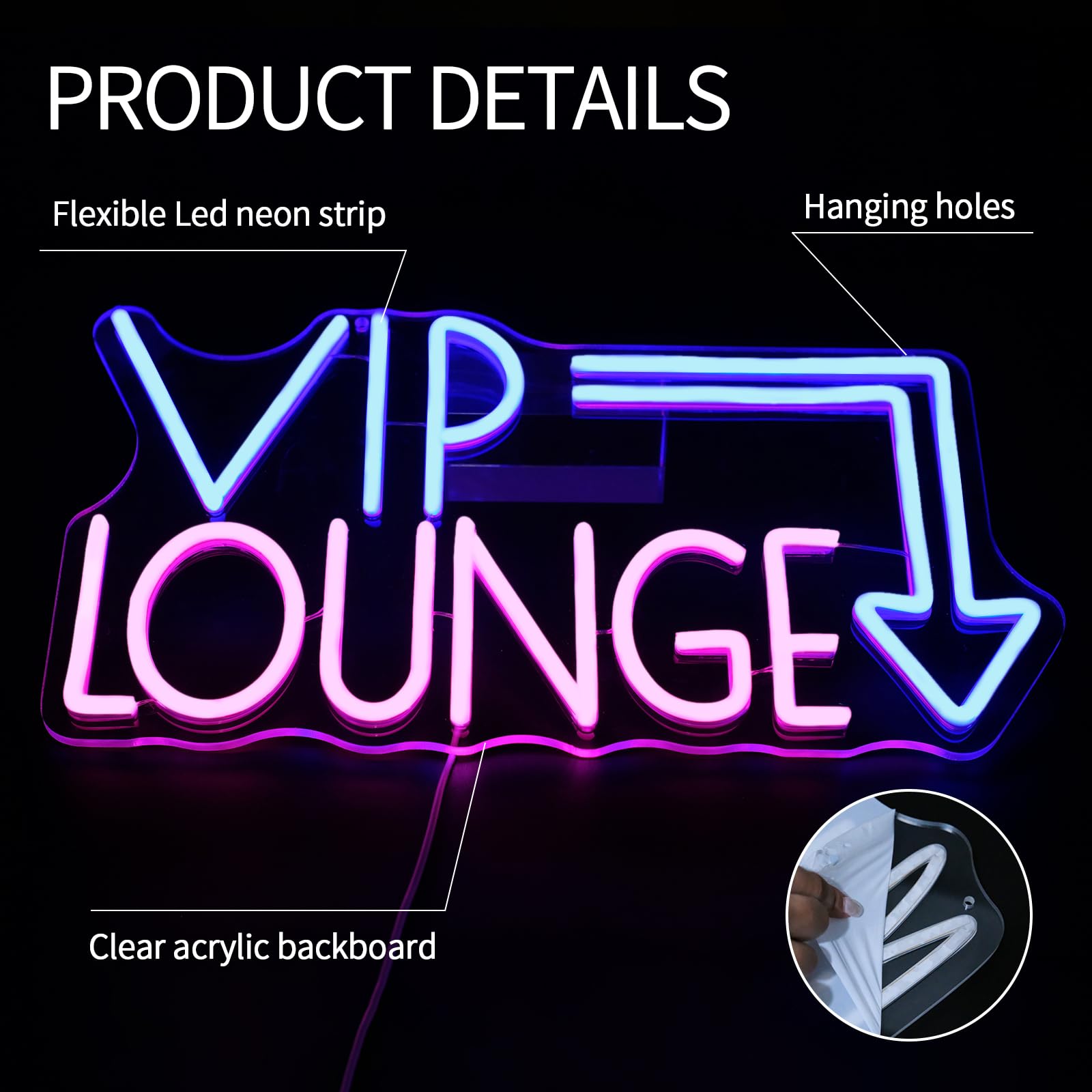 Vip Lounge - Letrero de neón para habitación, letreros de neón para decoración de pared, letrero LED para habitación, decoración del hogar, fiesta