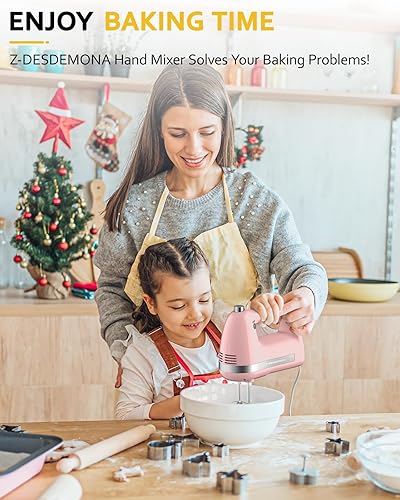Miniatura 2 de Batidora de mano eléctrica, potente batidora de mano eléctrica de 300 W con 304 batidores, gancho de masa, batidora de mano con turbo para hornear