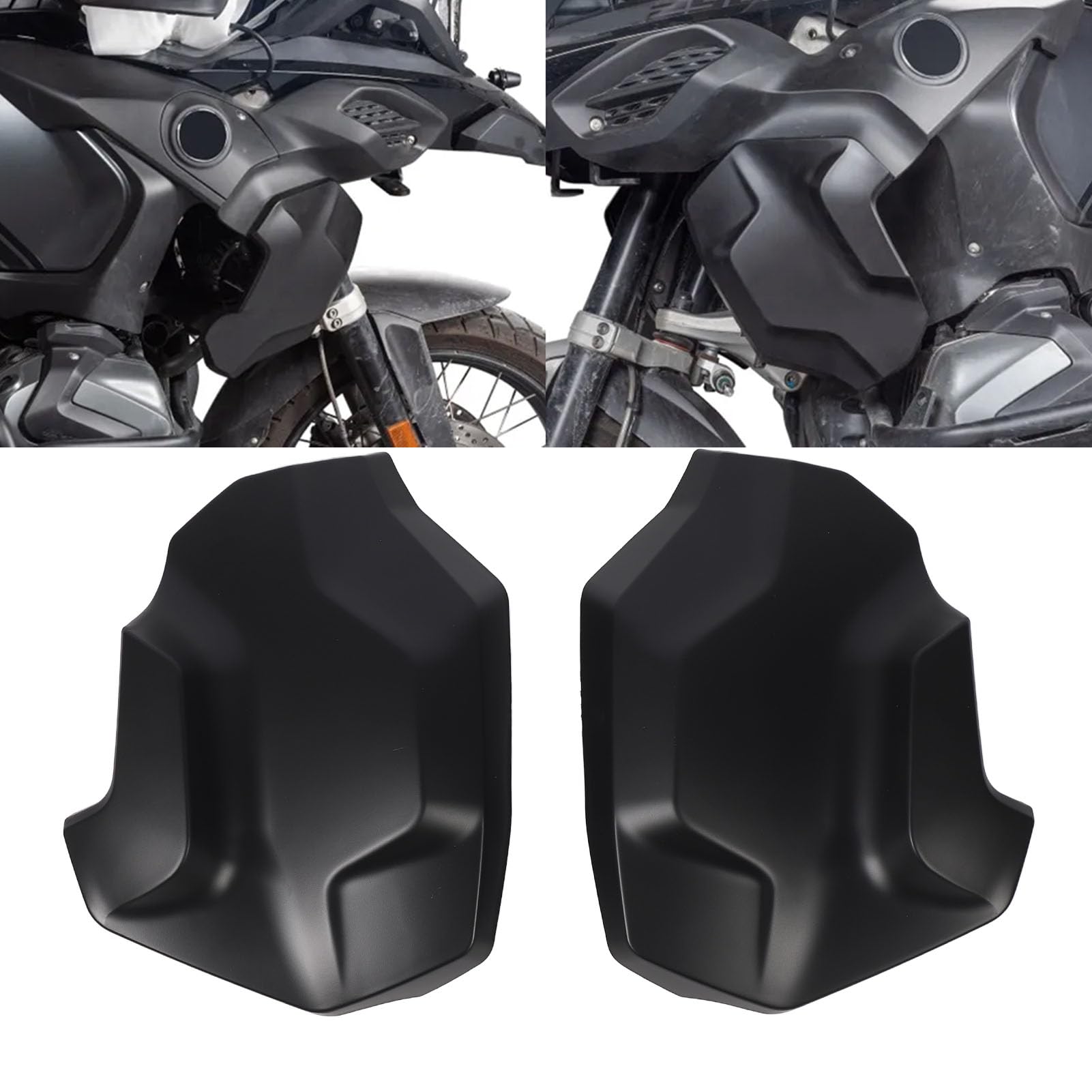 Aramox Panneau Latéral de Radiateur Avant, 2 Pièces ABS Pièces Latérales de Moto Couvercle de Protection de Radiateur Avant pour R1250 GS Adventure 2018 à 2023 2022 R1250GS ADV (Black)