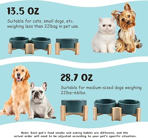 Miniatura 5 de SPUNKYJUNKY Cuenco de cerámica inclinado de 15 para perros y gatos con soporte de madera, cuenco inclinado para comida y agua para bulldog