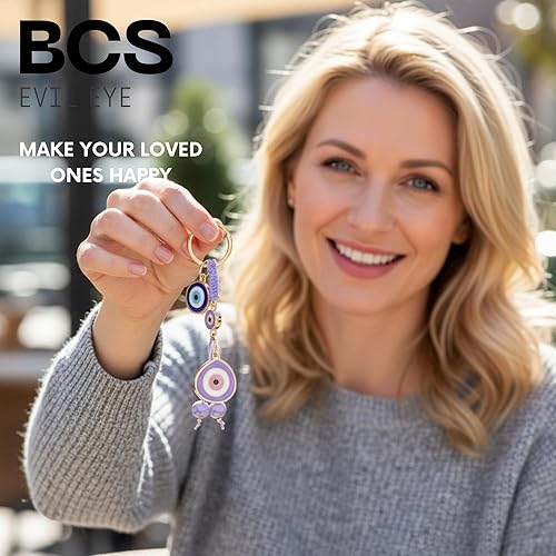 Miniatura 7 de BCS Llavero con dije de mal de ojo, amuleto de buena suerte y protección, llavero de automóvil, accesorios para bolso para mujer