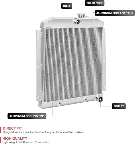 Miniatura 3 de DNA Motoring RA-CHEVYT47-3 - Radiador de aluminio completo de 3 filas compatible con modelos 47-54 PickupSuburban L6, 19.75 x 20.75 x 2.25 pulgadas,