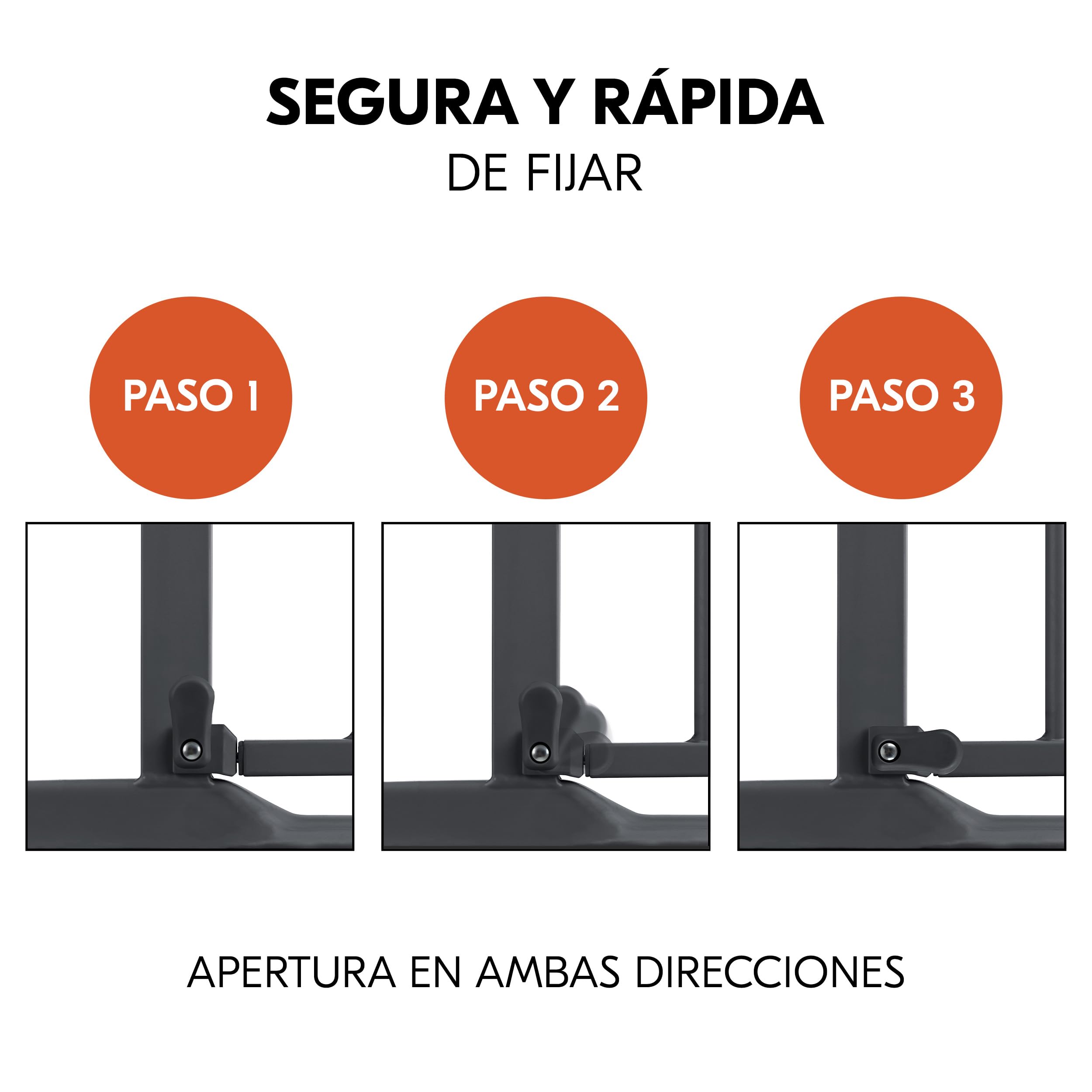 Hauck Clear Step Autoclose 2 Barrera Seguridad Niños Escalera | Valla Infantil Ajustable de 75 a 80 cm | 3 Topes de Puerta | Vallas para Perros Umbral Plano y Cierre Automático – Gris
