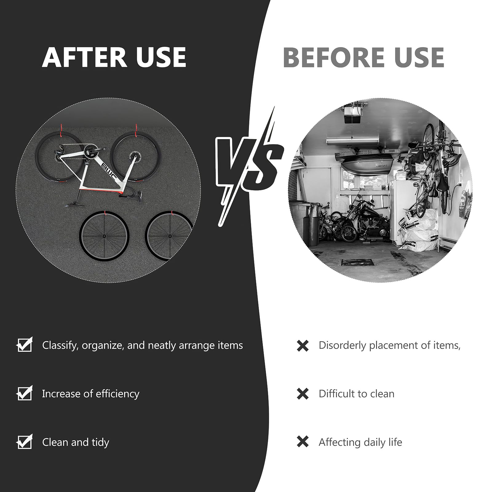 Ganci Da Parete Per Bici E Attrezzi - Set Da 8 Pezzi In Acciaio Con Rivestimento Antigraffio | Nero - Foto 10