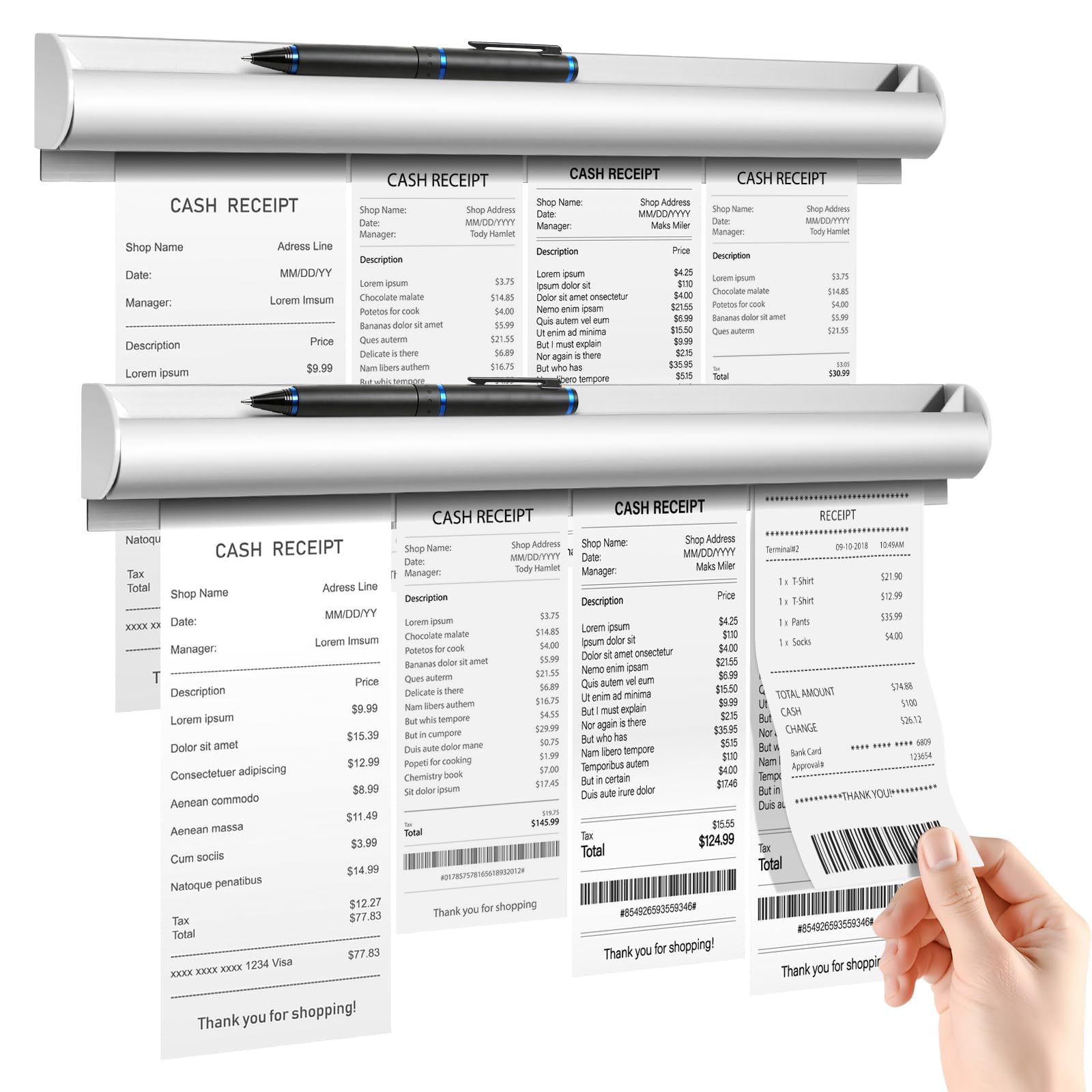 2 Pack Ticket Holders Receipt Holder for Restaurant, No Drill Restaurant Order Ticket Holders for Kitchen Office Walls Refrigerator Home Pubs Bars Cafes(12 Inch)-Sliiver-image-33