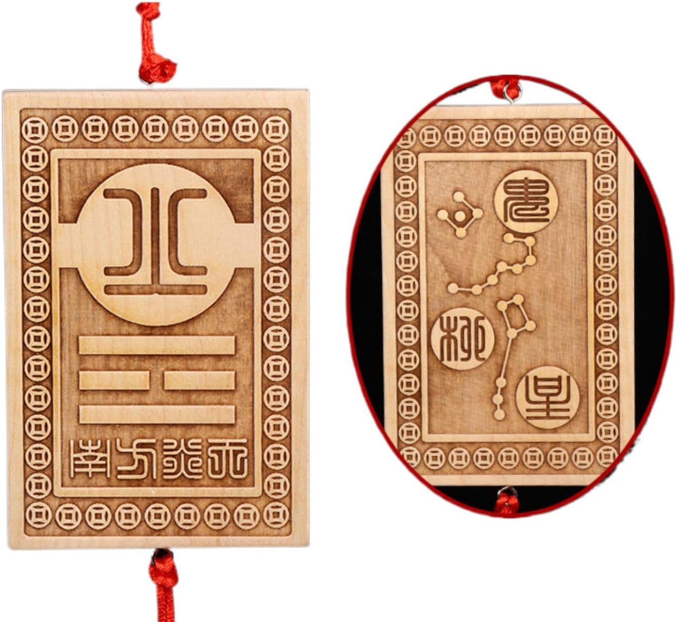 桃木补角牌房屋缺角补角挂饰挂件八卦镜 Traditional Chinese Feng Shui Figurine Concave, Bagua Mirror for Home Business Lucky,凸镜乾坤卦牌家用室内摆件 Feng Shui Figurine Home Office Decor Chinese Gifts 9465