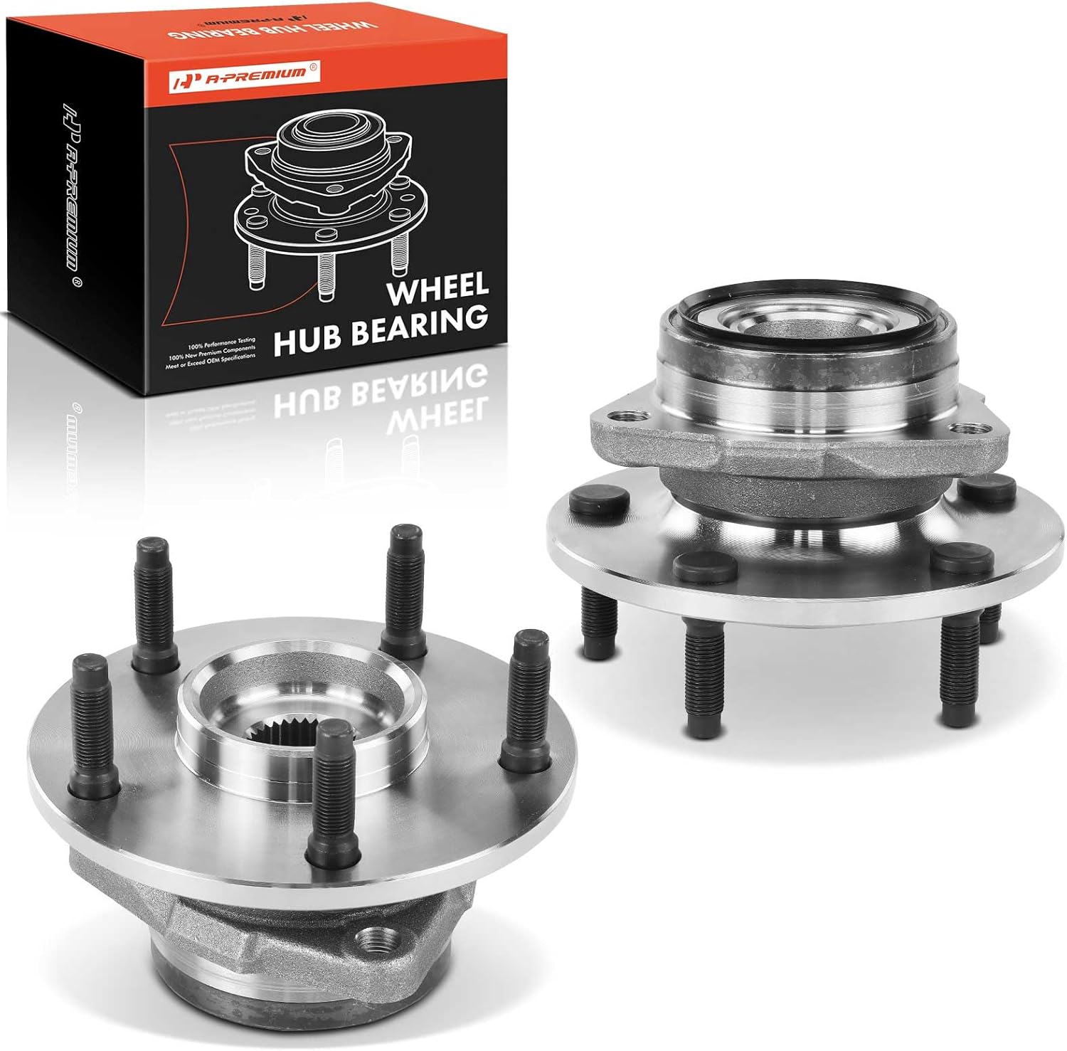 A-Premium 2 x Front Wheel Bearing and Hub Assembly with 5-Lug Compatible with Dodge Ram 1500 1994-1999, 4WD Only