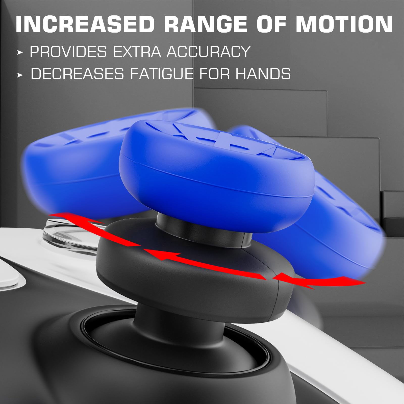 Lot de 2 rallonges de joystick et coque en silicone pour manette de PS5 et PS4 (bleu foncé)