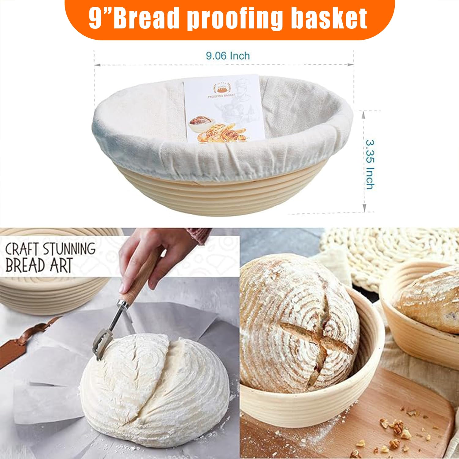 Cocotte en fonte de 4,7 litres (Kit de démarrage au levain avec panier de fermentation, lame et couvercle - Idéal pour la cuisson du pain) (Cuisine familiale, friture, braisage et barbecue)