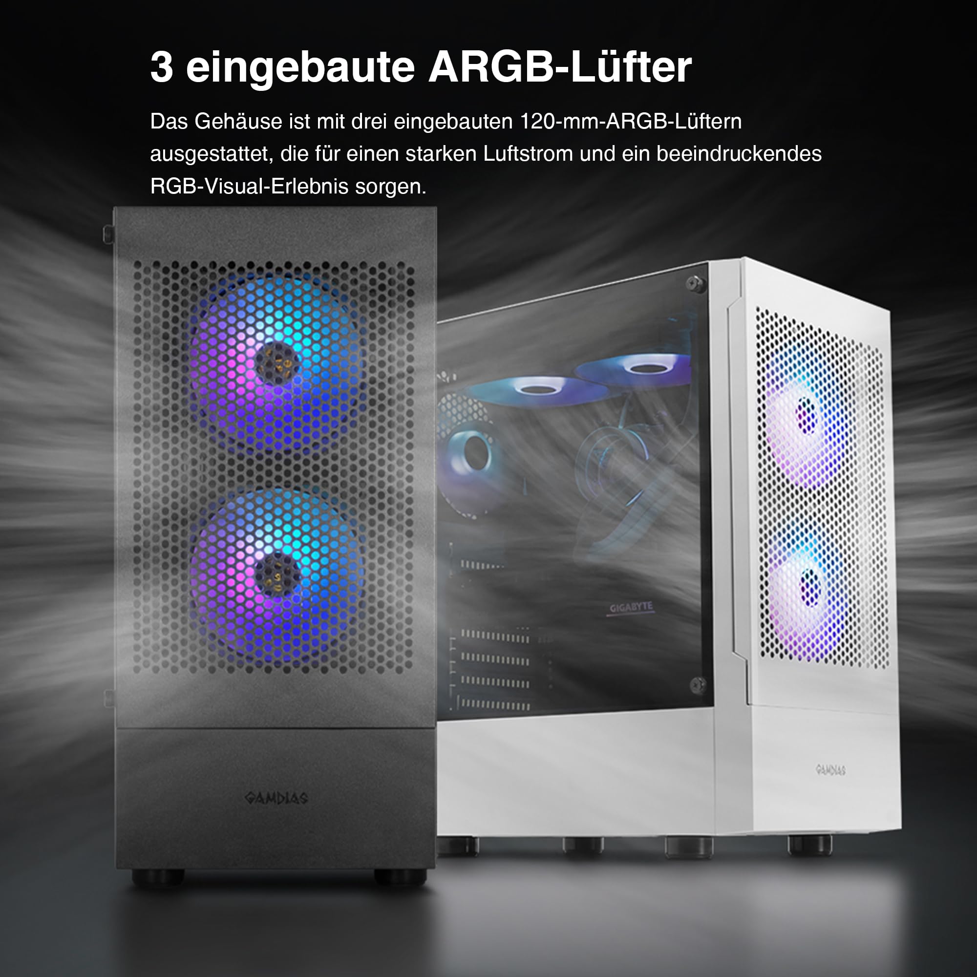Gamdias ATX Mid-Tower Gaming-PC-Gehäuse – Bild 3