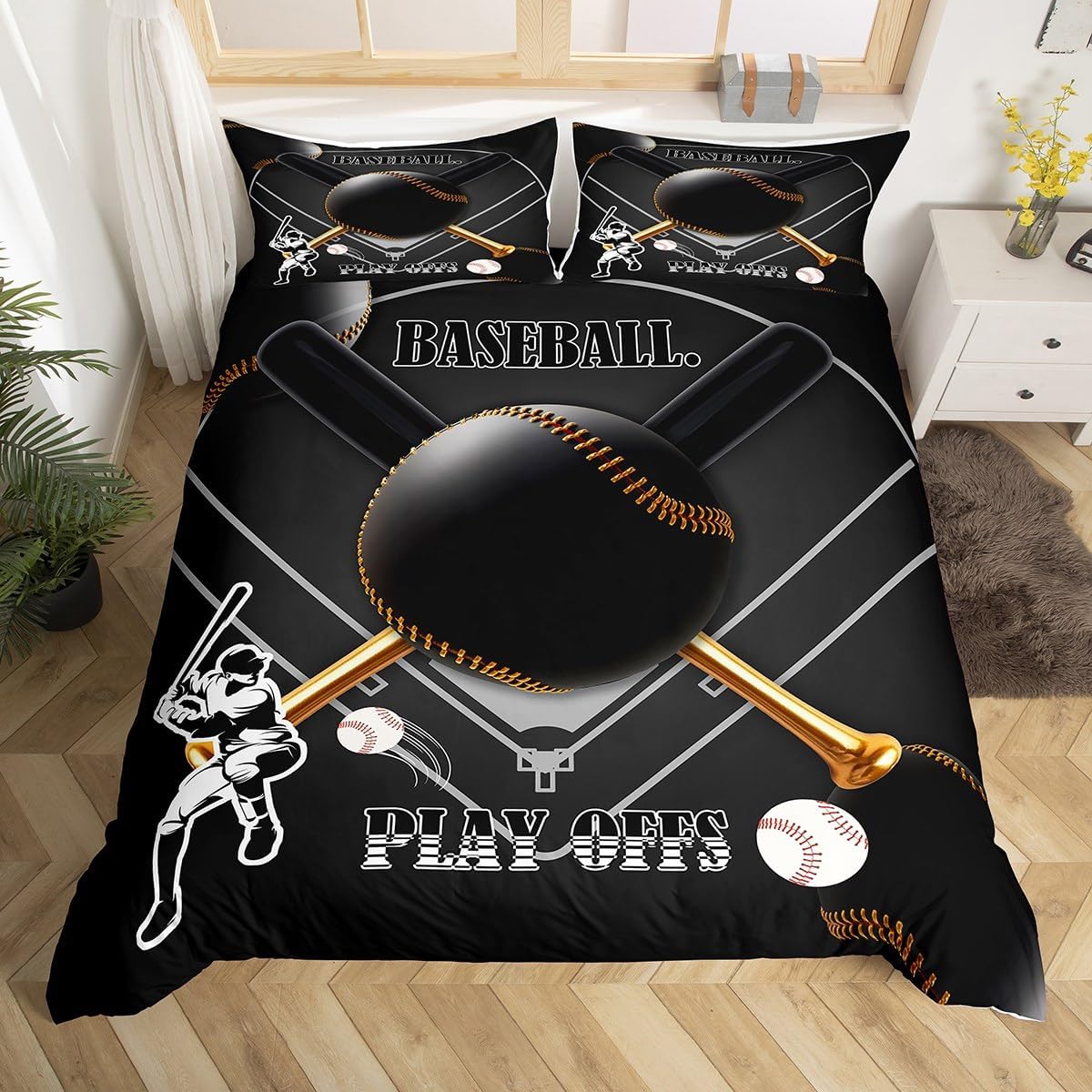 jejeloiu Kids Football Duvet Cover Toddler Size, Rugby Sports Bedding Set Boys Girls Soccer Ball Game Comforter Cover American Football Player Bedspread Cover 2Pcs Zipper (No Comforter)
