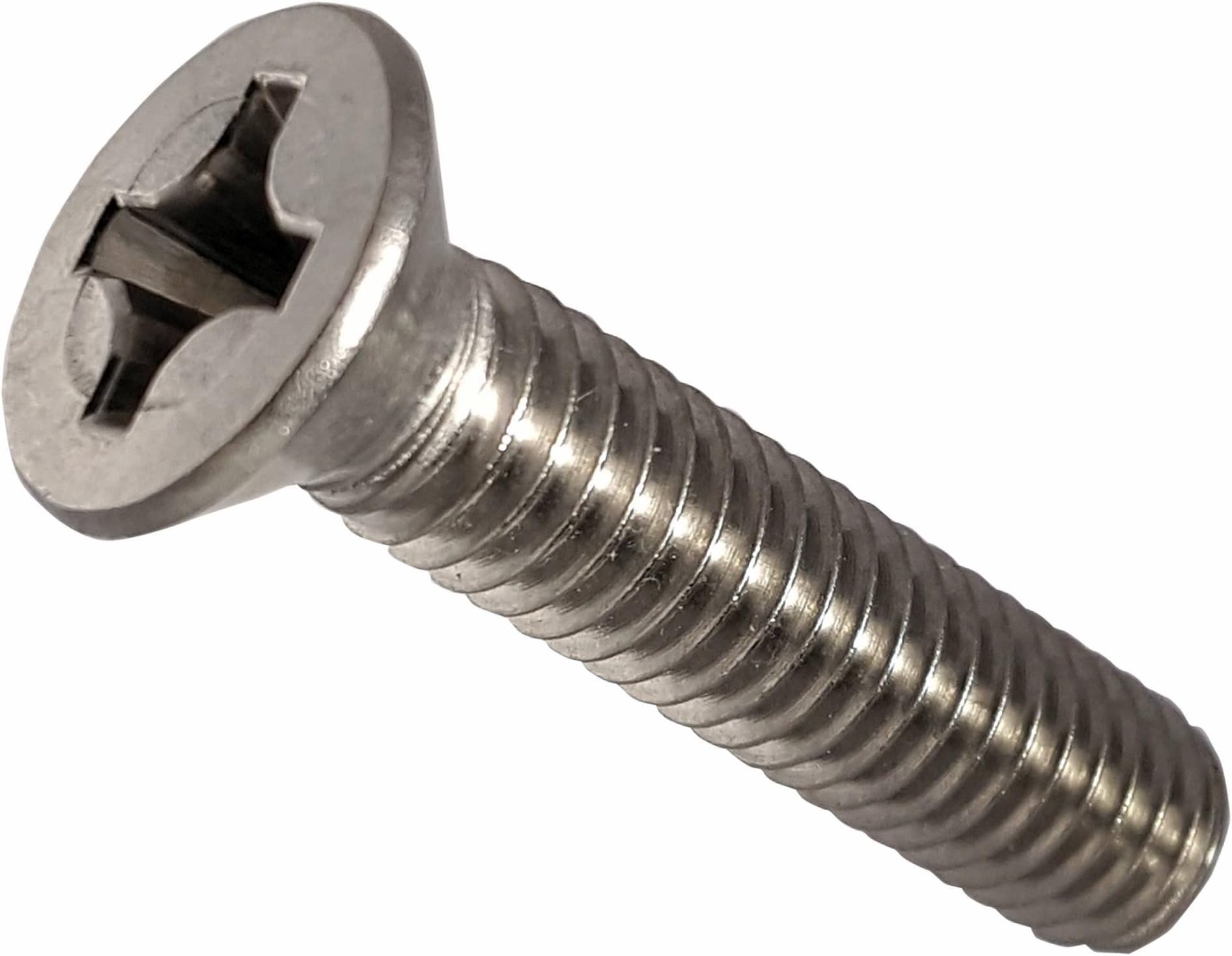 4-40 x 1/2" Flat Head Machine Screws, Phillips Drive, Stainless Steel 18-8, Full Thread, Bright Finish, Machine Thread, Quantity 100 by Fastenere