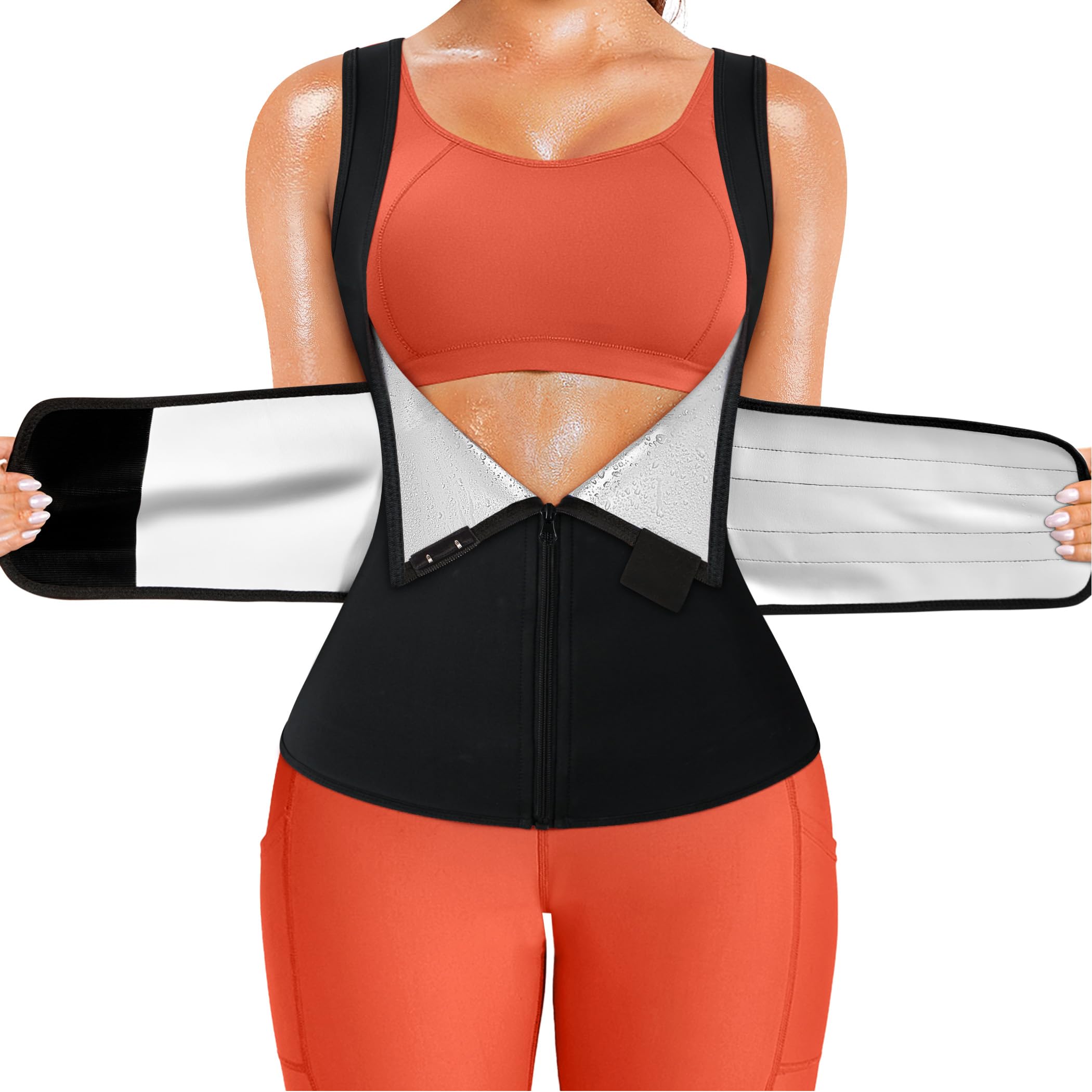 TrainingGirl Sauna Sweat Suit for Women Waist Trainer Workout Faja Weight Vest Body Shaper Shirt Band