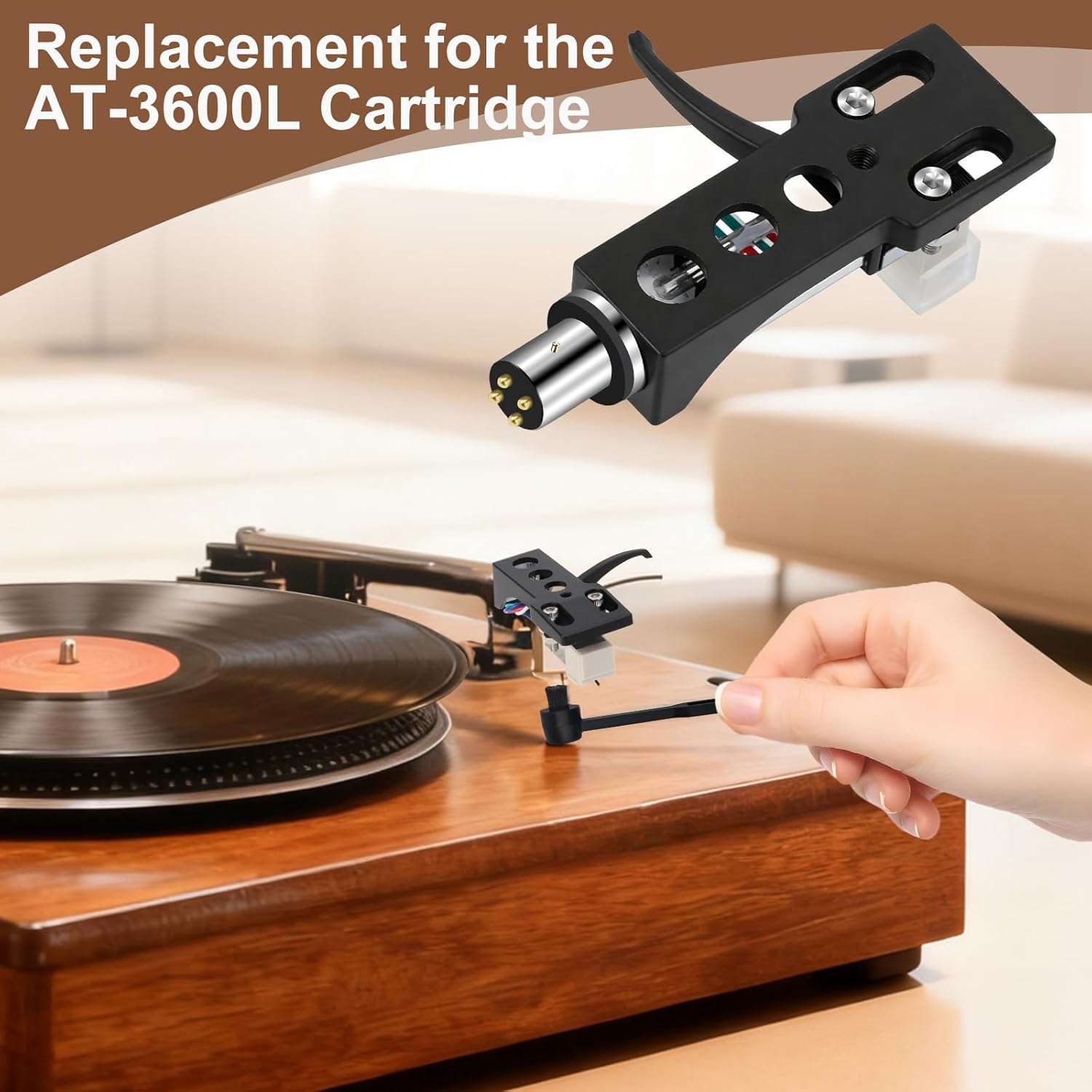EEEKit AT-3600L Cartridge Stylus, Black Headshell Fit for Technics SL D1, SL D1K, SL D2, SL D202, SL D205, SL D2K, SL D3, SL D303, SL D33, SL D3K, SL D5