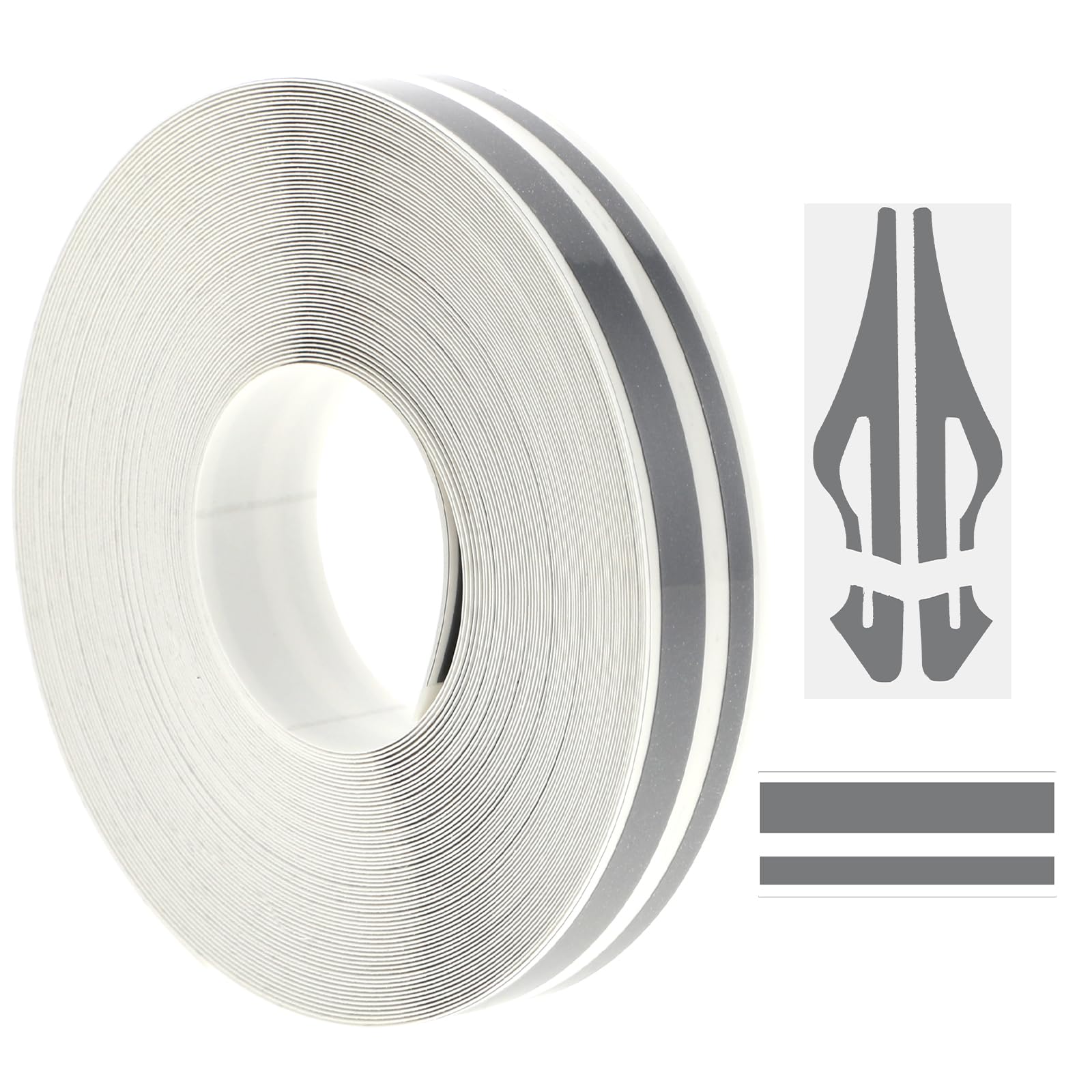 Car Vinyl Pinstriping Tape, Pin Striping Tape for Cars, Stripe Decals Car Stickers, Auto Car Pinstripe Tape, Automotive Pinstriping Tape for DIY Musical Instrument Motorcycle Boat Silver Gray 32Ft (9.