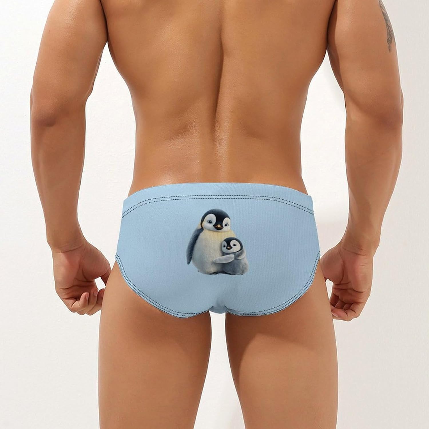 Penguins Mama Men's Swimsuit Brief Sexy Bikini Briefs Retro Printed Swimwear Quick Dry Swimming Trunks 3X-Large