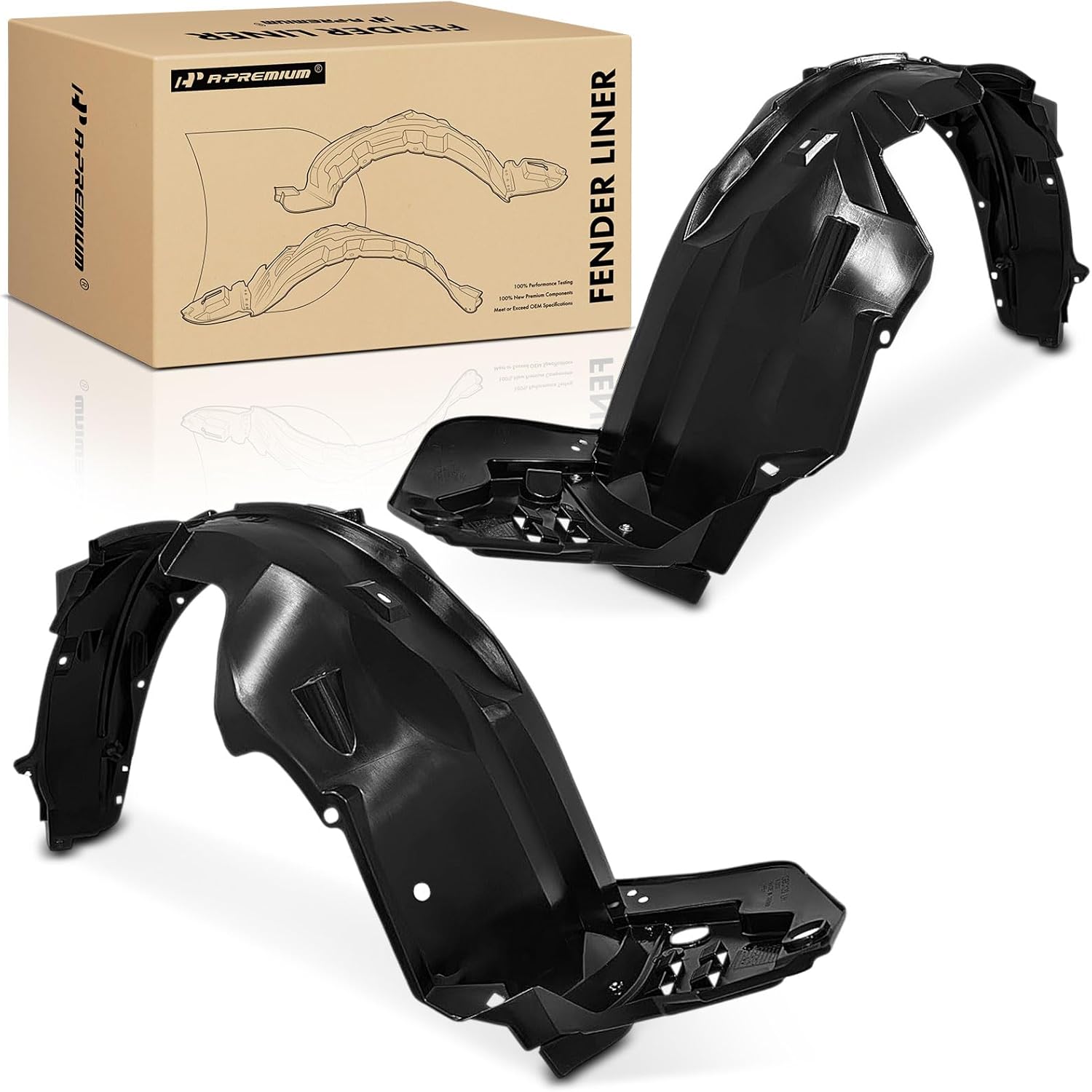 A-Premium Pair Front Inner Fenders Liner Splash Shield Set with Clips & Insulation Foam - Compatible with Honda Civic 2013 Coupe - Factory Fresh (PE), Not Refurbished or Recycled