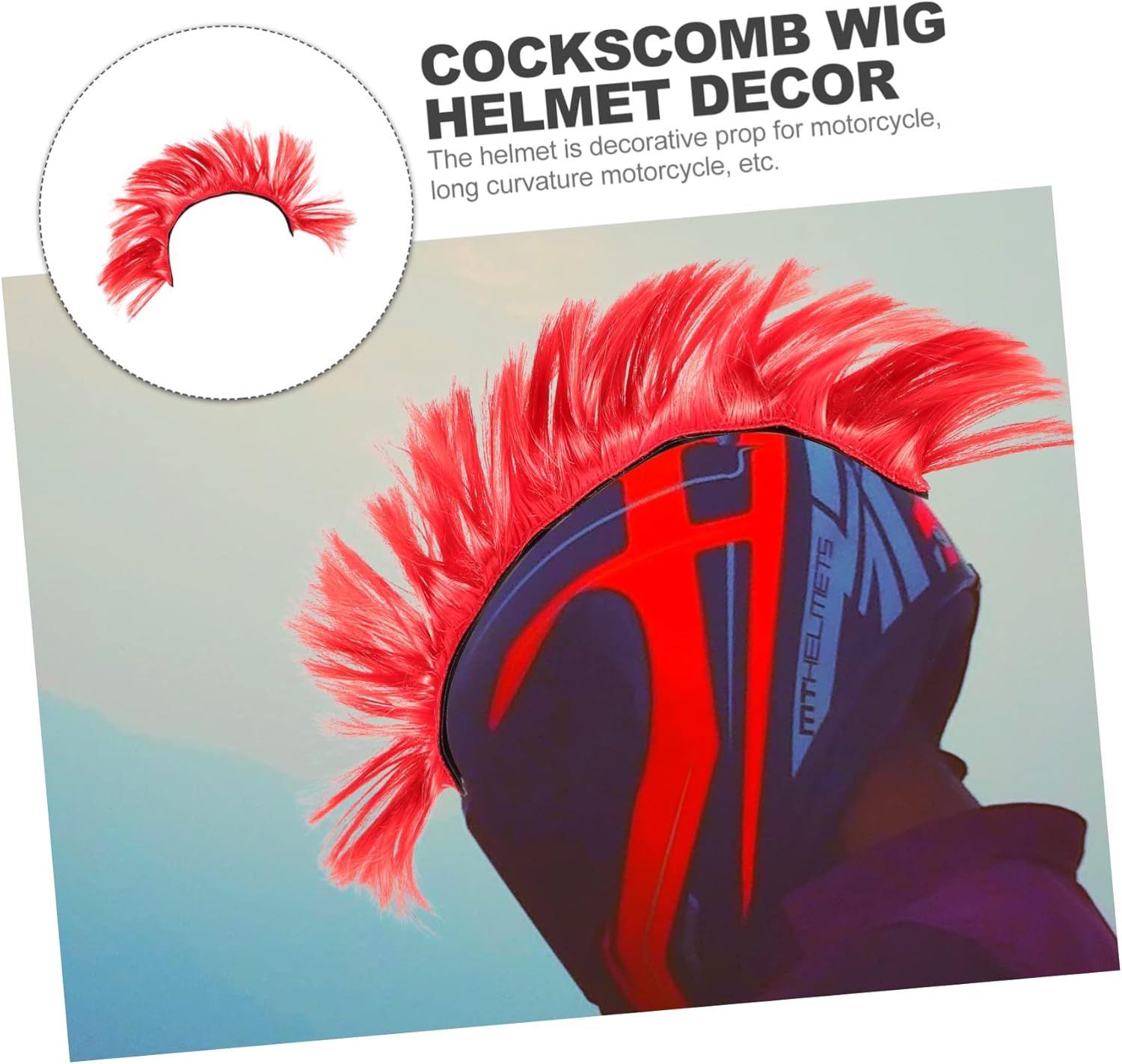 BESPORTBLE 2pcs Motorcycle Helmet Decoration Motorbike Helmet Colorful Decor Decorative Outdoor Decor Purple Wig Pet Fiber Headgear Riding Helmet Motorcycle Decor