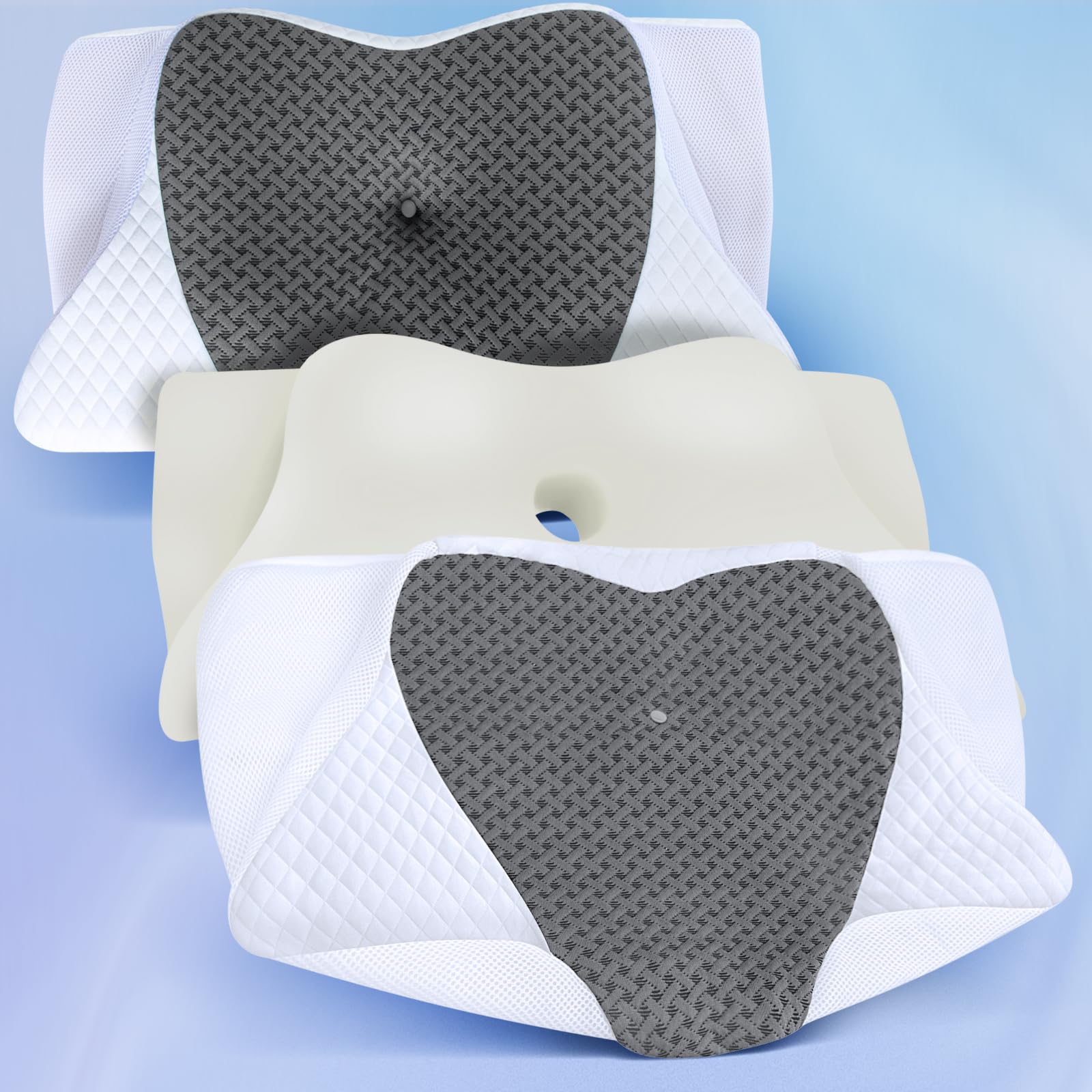 Federe Per Cuscino Cervicale Alkamto - 2 Pezzi, Cotone, Dimensioni 40x25x10 Cm, Lavabili, Traspiranti, Morbide, Colore Bianco
