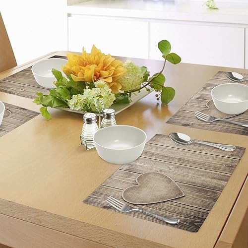 Miniatura 449 de Ambesonne Juego de 4 manteles individuales amarillos y azules, diseño de flores de primavera, flores vibrantes, manteles individuales de tela Azul