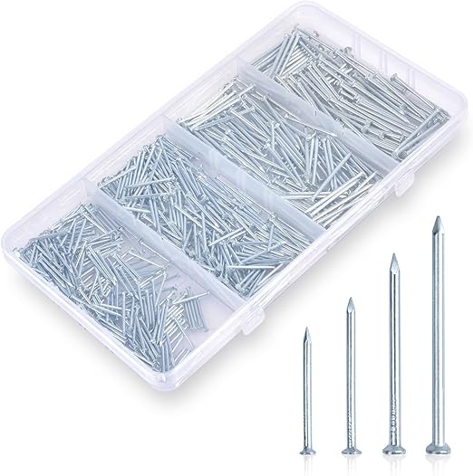 Nail for Hanging Pictures Assortment Kit - 650Pcs Small Nails, Finishing Nails, Hanging Nails, Picture Nails, Wall Nails for Hanging, Pin Nails