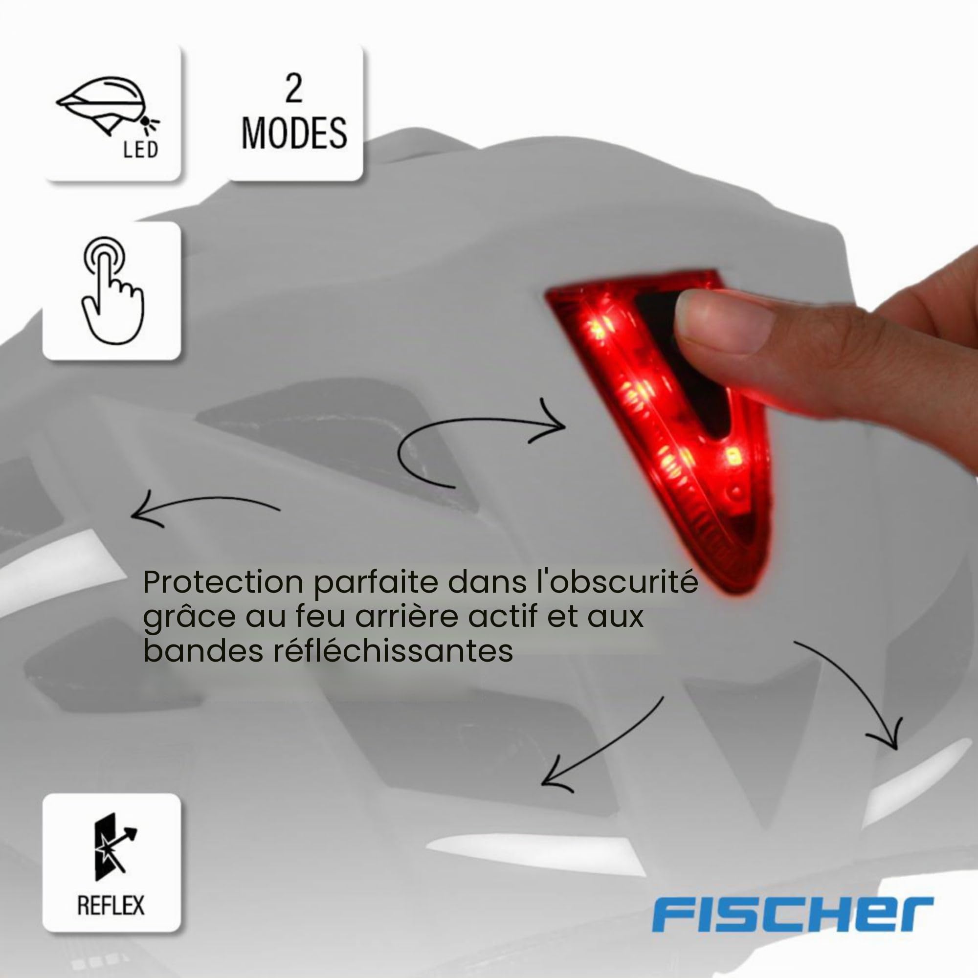 FISCHER Casque de vélo Urban Plus avec éclairage arrière LED intégré pour Homme et Femme