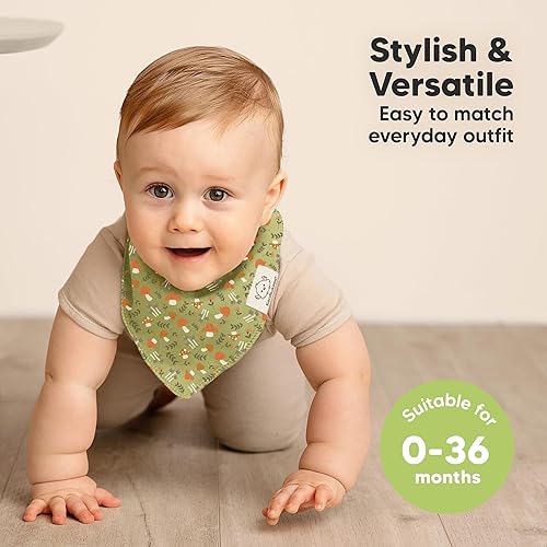 Miniatura 14 de KeaBabies 8 unidades de baberos tipo bandana orgánicos para niñas - Baberos tipo triángulo súper absorbentes para bebés que babean y están en