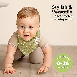 KeaBabies 8-Pack Organic Baby Bandana Bibs for Girls - Super Absorbent Triangle Baby Bibs for Drooling and Teething Infant, 100% Cotton Extra Soft for Newborn, Infant 0-36 Months (Fall Spores)