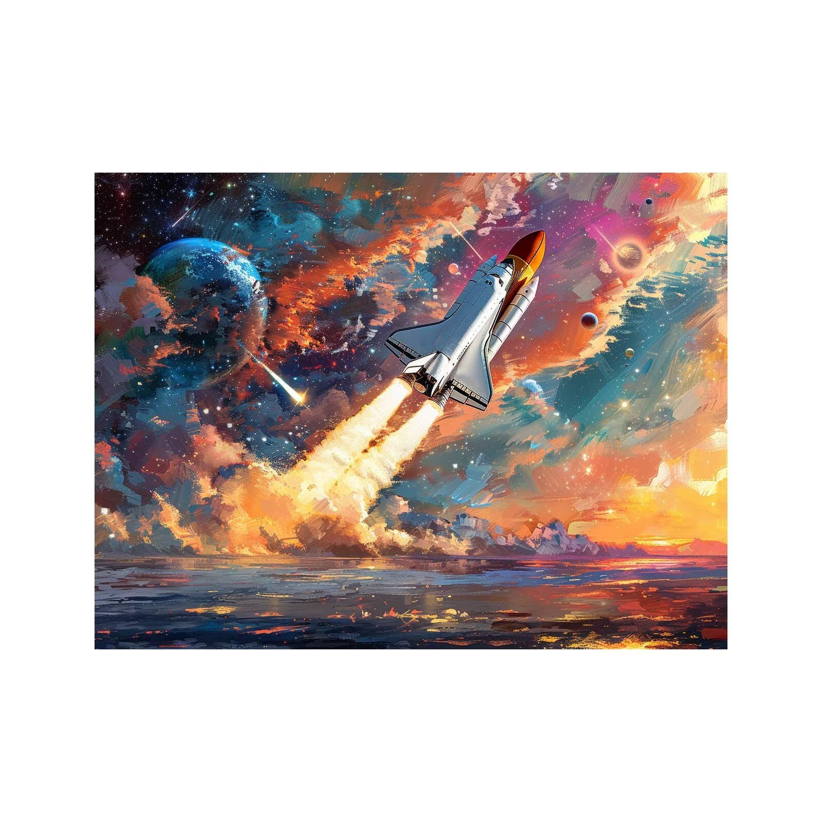 Space Shuttle Paint by Numbers for Adults, Painting by Numbers for Adults, Craft Kits for Kids with Abstract Canvas for Painting 54x40Inches Acrylic Paint Brush for Wall Art Room Decor, Gifts LZYH2907