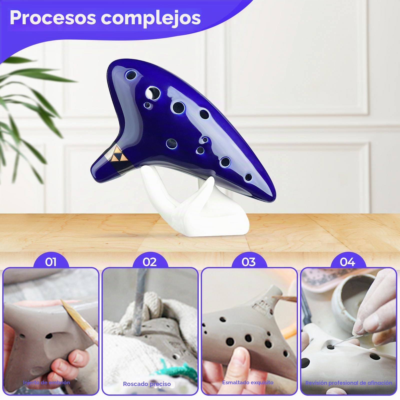 Ohuhu Ocarina 12 Agujero Ocarina de Cerámica, Leyenda de Zelda Alto C Zelda Ocarinas Instrumento con Soporte Blanco, Cuerda, Bolsa & Instrucciones Azul